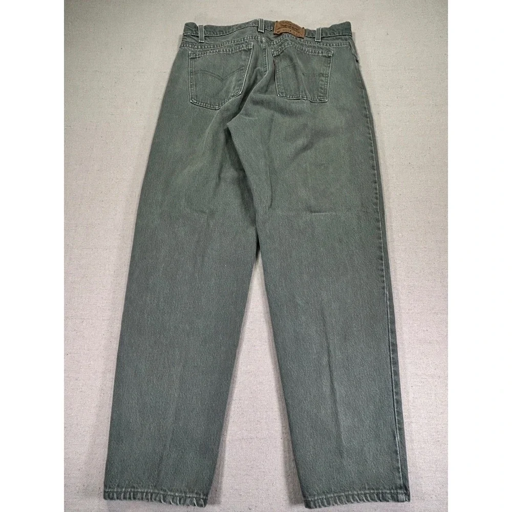 Vintage Levi's 550 Men's 36 Orange Tab 90s Jeans Green Denim Relaxed Taper Baggy